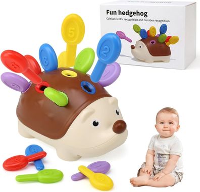 BelleStyle Steckspiel 18 Monate, Igel Montessori Spielzeug Baby Lern-Spiel