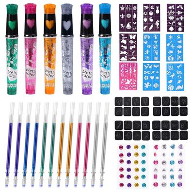 Tattoo Stifte Kinder, aouzl Tattoo Stifte, litzer Tattoo Set Kinder Mit 6 Tatoos