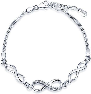 U Klassisch Infinity Unendlichkeit Symbol Damen Armband 925 Sterling Silber Z