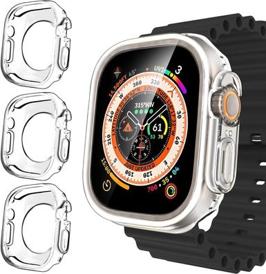 3 Stécke Klar Silikon Hélle fér Apple Watch Ultra 2 / Apple Watch Ultra Dénne