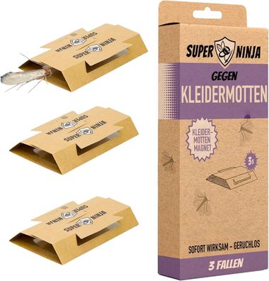 Super Ninja Mottenschutz fér Kleiderschrank - 3 ßkologische Mottenfallen toxisch