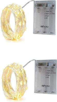 BXROIU 2 x20er Micro LED Lichterkette Batterie betrieb 3 Programm mit Timer Auf