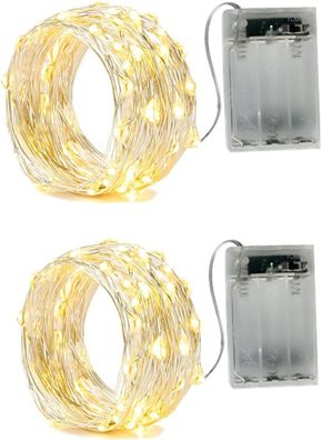 BXROIU 2 x 20er Micro LED Lichterkette AA Batterie betrieb und 2 Programm Auf