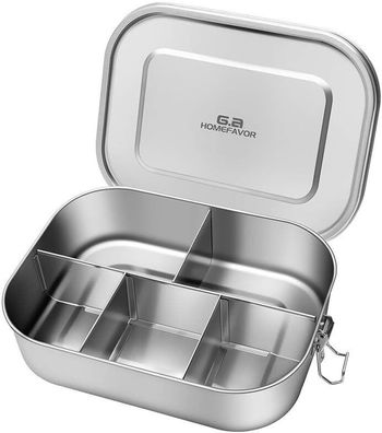 G.A Homefavor Edelstahl Brotdose Metall Lunchbox Mit 5 Fächer 1400Ml Auslaufsich