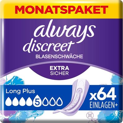 Always Discreet Long Plus Einlagen Blasenschwäche Inkontinenz 4 x 16 Stéck