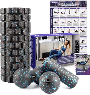 Nooncrazy Faszienrolle Set mit 3D-Texturmassage, Mini Faszien-Rolle, Faszienball