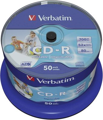 Verbatim CD-R AZO 700 MB 52x Speed CD Disk Rohling Bedruckbar 50er Spindel