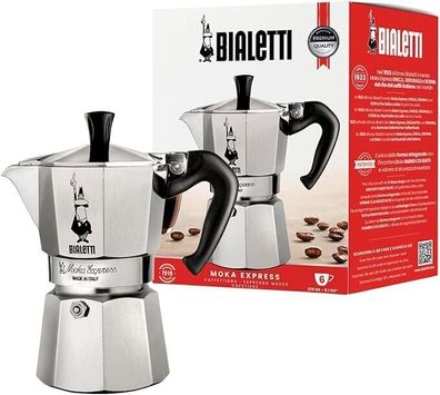 Bialetti - Moka Express: Espressomaschine fér Herdplatte, 4 Tassen (190 ml), Alu