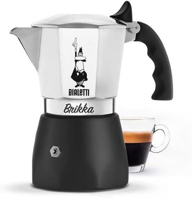 Bialetti 0007312 Kaffeeautomat New Brikka 2 Tassen Messbecher Aluminium Silber