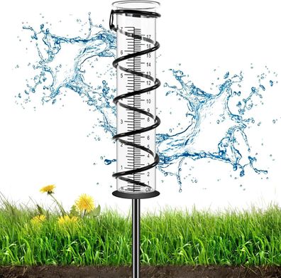 Chivenido 17cm Regenmesser für Garten Frostsicher Outdoor Regenmesser Glas Deko