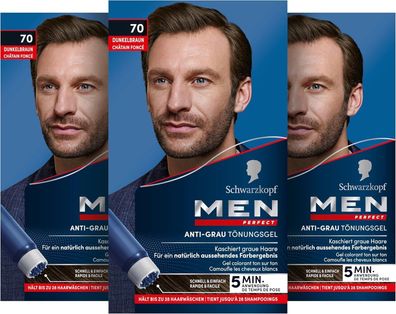Men Perfect Schwarzkopf 70 Haartönung Dunkelbraun Graue Haare 3er Pack 3 x 40 ml