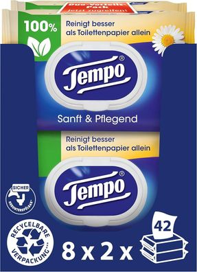 Tempo Feuchte Toilettentécher "Sanft & Sensitiv" Megapack 16 Packungen 42 Técher