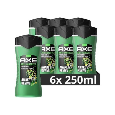 AXE Anti-Hangover 3-in-1 Duschgel Shampoo Männer Herren 6 x 250 ml 6er Pack