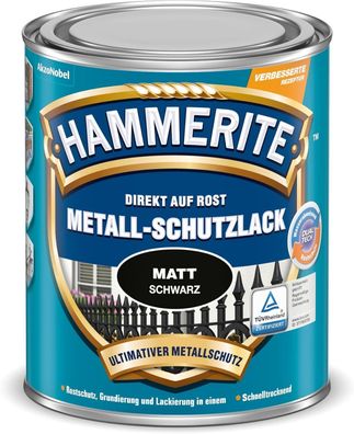 Hammerite Metallschutzlack matt schwarz direkt auf Rost UV beständig 250 ml