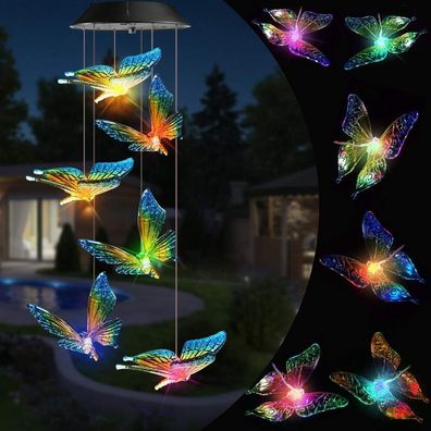 Qedertek Windspiele fér Draußen LED Schmetterling Solar Farbwechsel langlebig