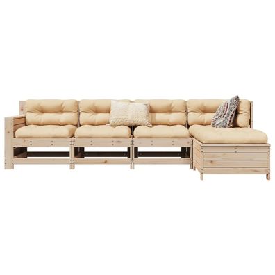 vidaXL 5-tlg. Garten-Sofagarnitur Massivholz Kiefer