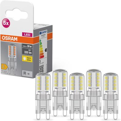 OSRAM Star PIN LED-Lampe fér G9-Sockel klares Glas Warmweiß (2700K) 5 Stéck
