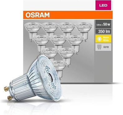 Osram Base PAR16 LED-Reflektorlampe mit GU10-Sockel 4.3 W Warmweiß 10 Stéck