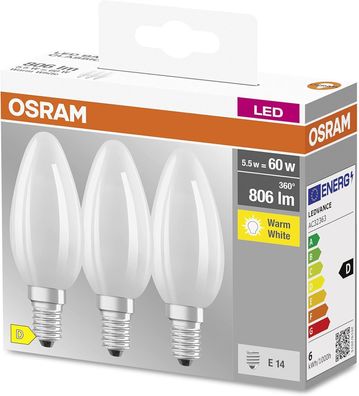 OSRAM Star Filament-Lampe fér E14-Sockel mattes Glas Warmweiß (2700K) Led