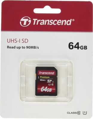 Transcend TS64GSDU1 Premium 64GB SDHC-Speicherkarte Klasse 10 UHS-I High Speed