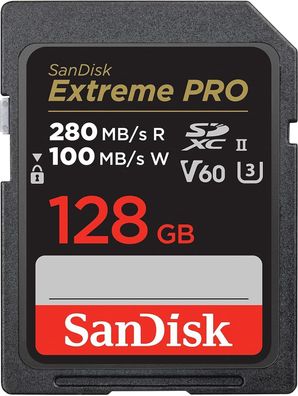 SanDisk Extreme PRO SDXC UHS-II Speicherkarte V60 128 GB (280 MB/s, 6K, 4K UHD)