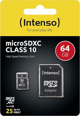 Intenso Micro SDXC 64GB Class 10 Speicherkarte SD-Adapter iPhone Android Tablet