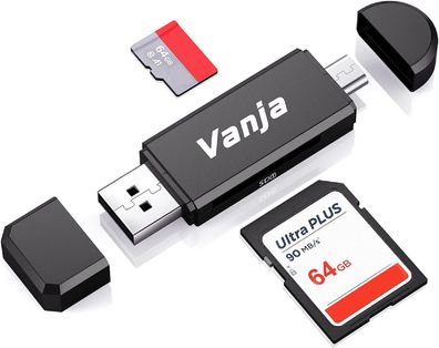 Vanja SD Micro Kartenleser OTG Adapter USB Speicherkartenleser SDXC SDHC MMC