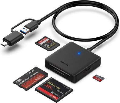 BENFEI 4 in 1 USB-C 3.0 Micro SD CF MS Kartenleser Adapter Plug & Play schwarz