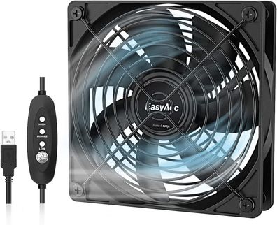 EasyAcc Léfter USB Ventilator leise kéhlen 125mm DC 5V Axialléfter 29dB 3 Stufen