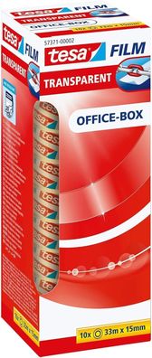 Tesafilm Transparent Klebeband reißfest Office-Box 10 Rollen 33m x 15mm Béro