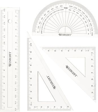 Westcott E-10303 00 Mathe-Set, 4-teilig Kunststoff transparent Schule Mathematik