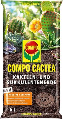 COMPO CACTEA Kakteen Sukkulenten Erde Sand 8 Wochen Dénger Kultursubstrat 5 L