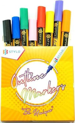 Stylo Selbstkonturmarker - Glitter Scrapbook Dual Line Stifte 2,0 mm Spitze