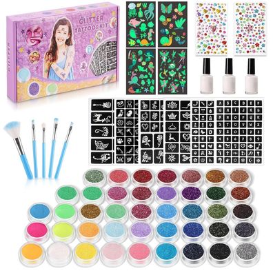 Glitter Tattoo Set 42 Farben Temporäres Tattoo Glitzer Fér Kinder Partys Und Usw