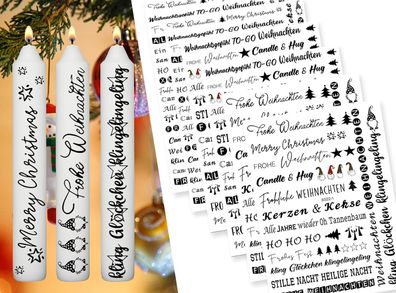 6 Stéck Kerzentattoos Weihnachten 200 Muster DIN A5 Wassertransferdruck DIY New