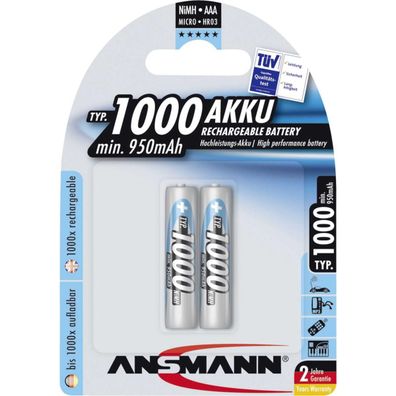 Ansmann Energy Micro - Batterie 2 x AAA-Typ - NiMH - (wiederaufladbar) - 1000 mAh