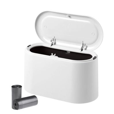 VORHOT Tischmélleimer Mit Aufpoppen Deckel, 2L Mini Mélleimer Klein Mit 2 Rollen