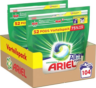 Ariel All-in-1 PODS Universal Waschmittel Wäsche 104 Waschladungen 2er Pack