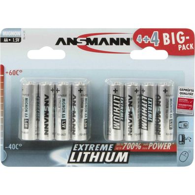 Ansmann Extreme Lithium AA - Batterie 8 x AA-Typ - Li