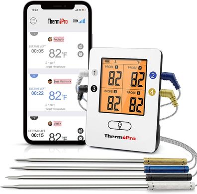 ThermoPro Bluetooth 5.0 Digital Bratenthermometer Grillthermometer kabellos Funk