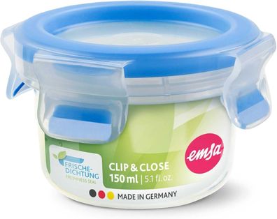 Emsa 508550 Runde Frischhaltedose Clip & Close mit Deckel 150 ml Transparent