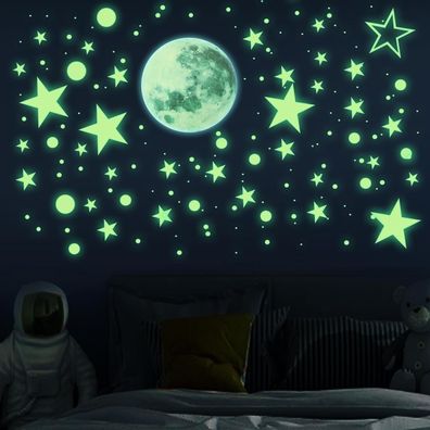 435 Stéck Leuchtsterne Kinderzimmer Selbstklebend Sterne Wandaufkleber Mond Neu