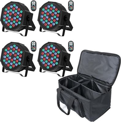 Sebruanc 4PCS LED Par Scheinwerfer mit Par Tasche RGB 36 LED Strahler 72 watt