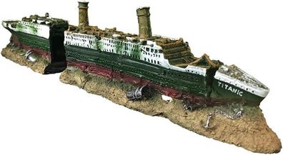 SLOCME Aquarium Titanic Shipwreck Dekorationen - Schiff Deko (38,5 x 6 x 9 cm)