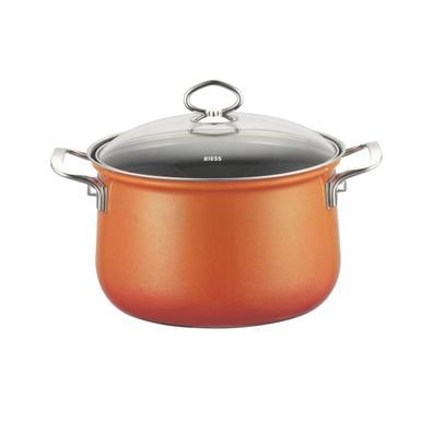 Riess Fleischtopf Nouvelle Corall mit Glasdeckel Ø24cm 6 Liter Emaille