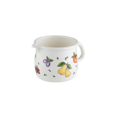 Riess Schneltopf gebaucht Ø12cm 1 Liter Country Fruit Garden Emaille Induktion
