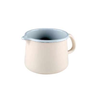 Riess Schneltopf Ø12cm 1 Liter Emaille Nouvelle Avorio Travertin extrastark