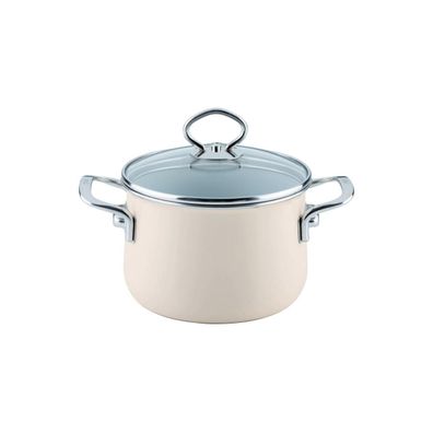 Riess Nouvelle Avorio Fleischtopf mit Glasdeckel Ø20cm 4 Liter Emaille extrastark
