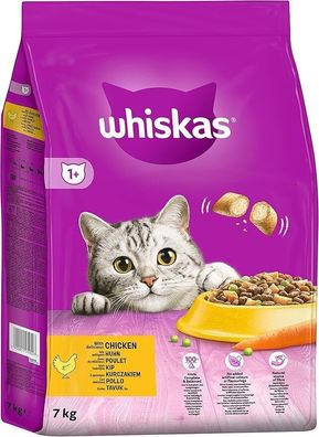 Whiskas Katzenfutter Trockenfutter Huhn Adult 1+ Knackits Leckerli Snack 7kg