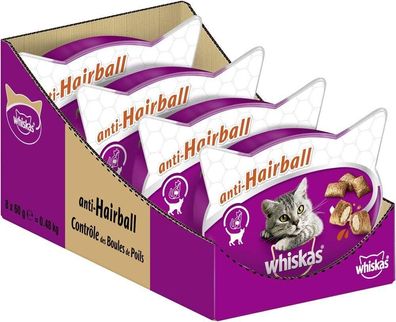 Whiskas Anti Hairball Katzensnacks Leckerli Gegen Fellknäuel Huhn 8er pack 8x60g